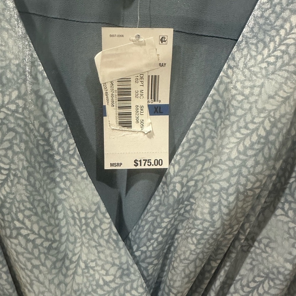 NWT SIZE XL Michael Kors Blue Asymmetrical Wrap Dress with Bishop Sleeves