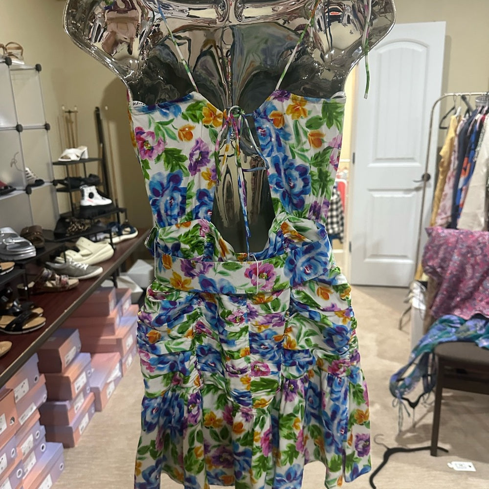 NWT SIZE M For Love And Lemons Blue and Green Mini Dress