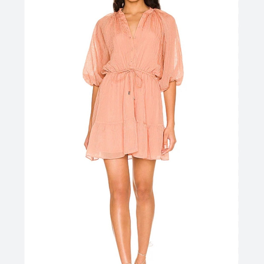 COPY - NWT SIZE XS MINKPINK Pink Long Sleeve Sundress with Mandarin Collar