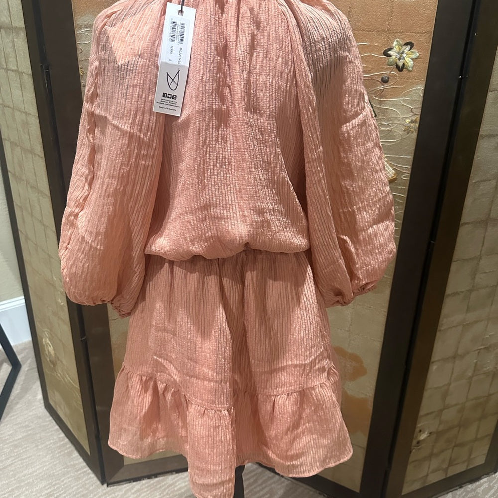 COPY - NWT SIZE XS MINKPINK Pink Long Sleeve Sundress with Mandarin Collar