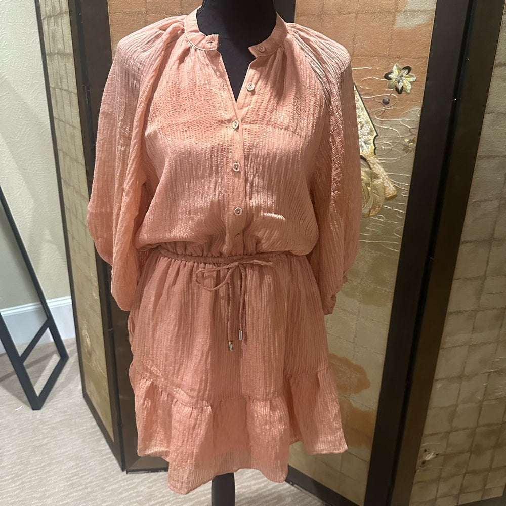 NWT SIZE M MINKPINK Pink Long Sleeve Sundress with Mandarin Collar