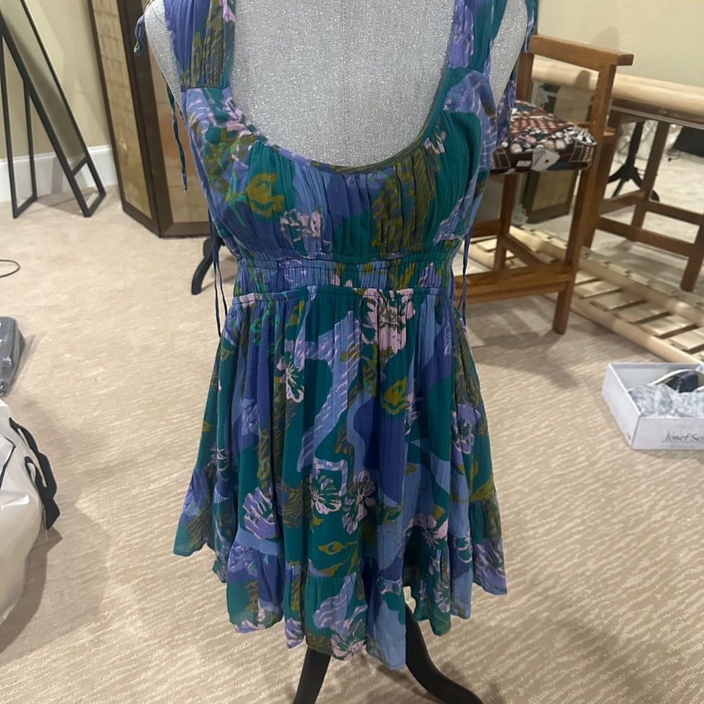 NWOT SIZE M Free People Blue and Purple Mini Dress