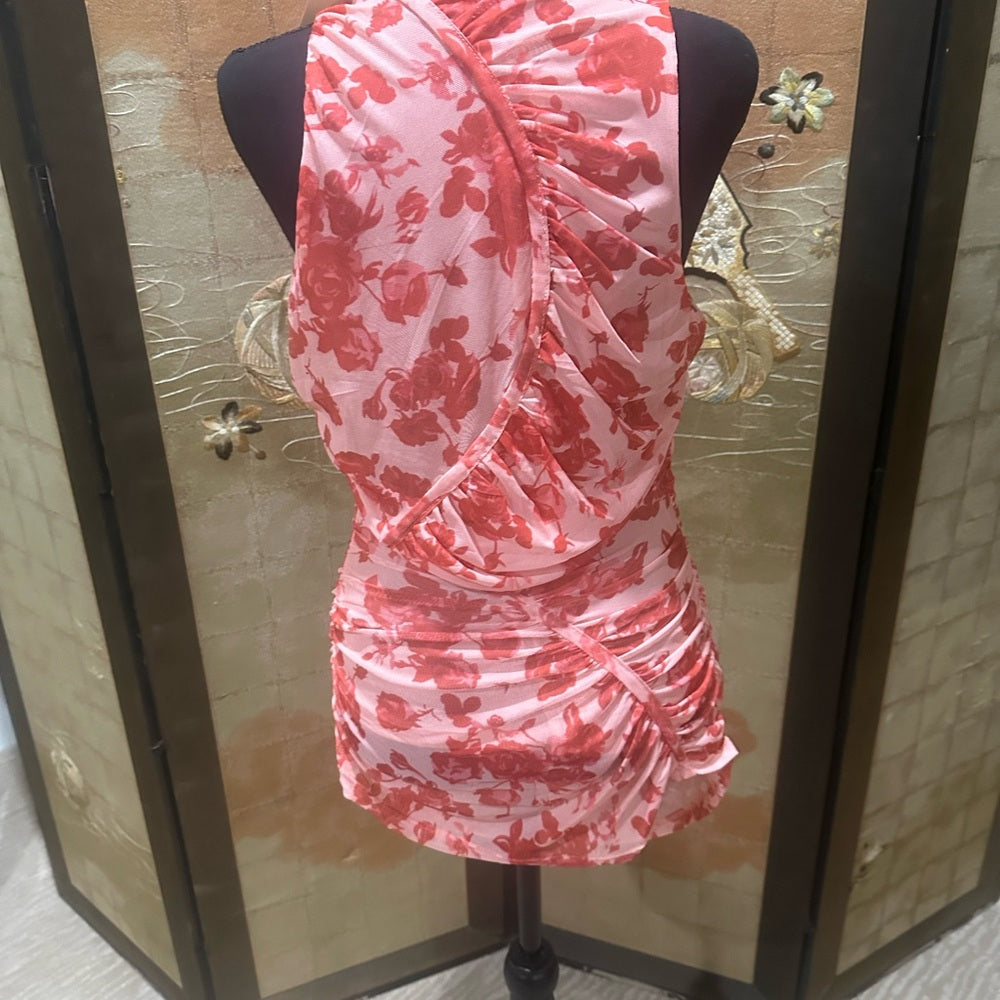 NWT SIZE 6/8 Bardot Fitted Red and Orange Tank Top