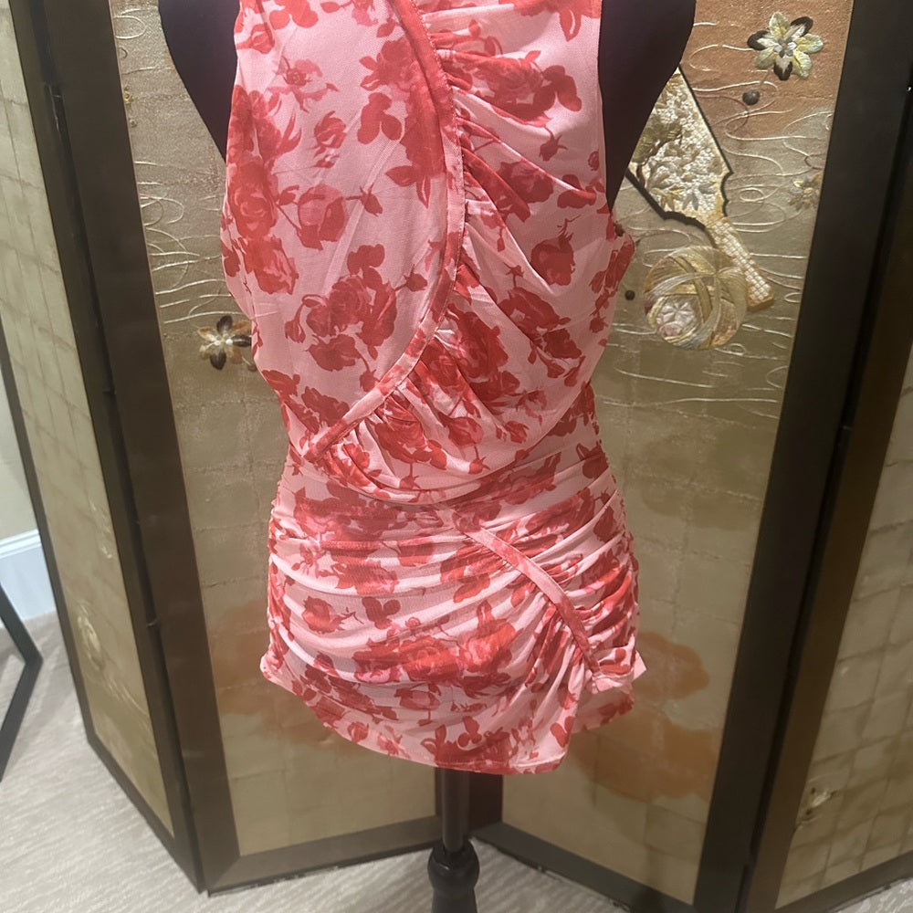 NWT SIZE 6/8 Bardot Fitted Red and Orange Tank Top