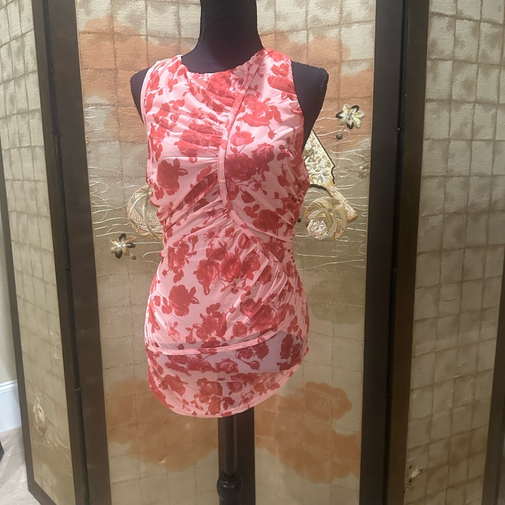 NWT SIZE 6/8 Bardot Fitted Red and Orange Tank Top