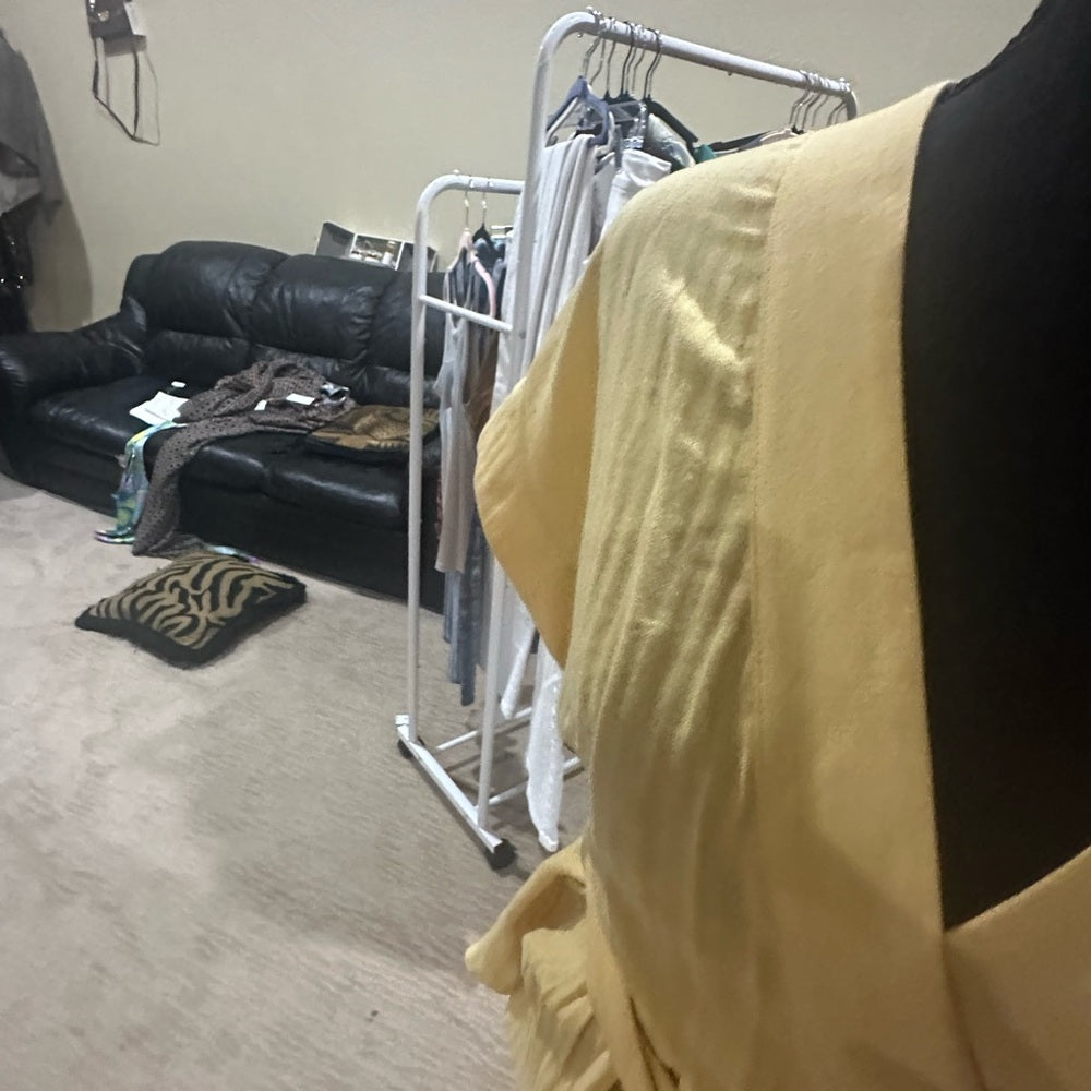 SIZE M Sundance Yellow Wrap Peplum Blouse