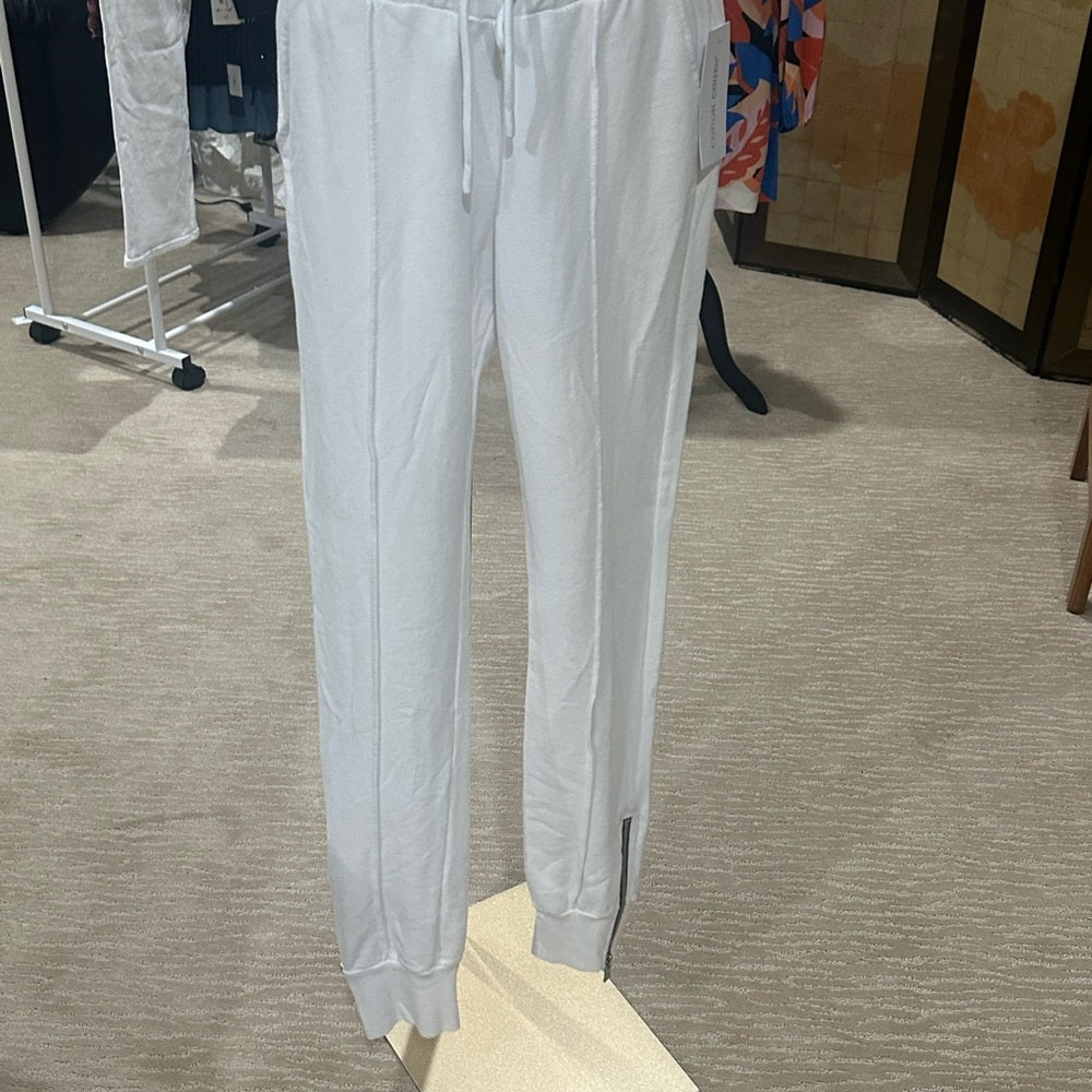 NWT SIZE S Cotton Citizen White Sweatpants with Relaxed Fit and Ankle Zippers