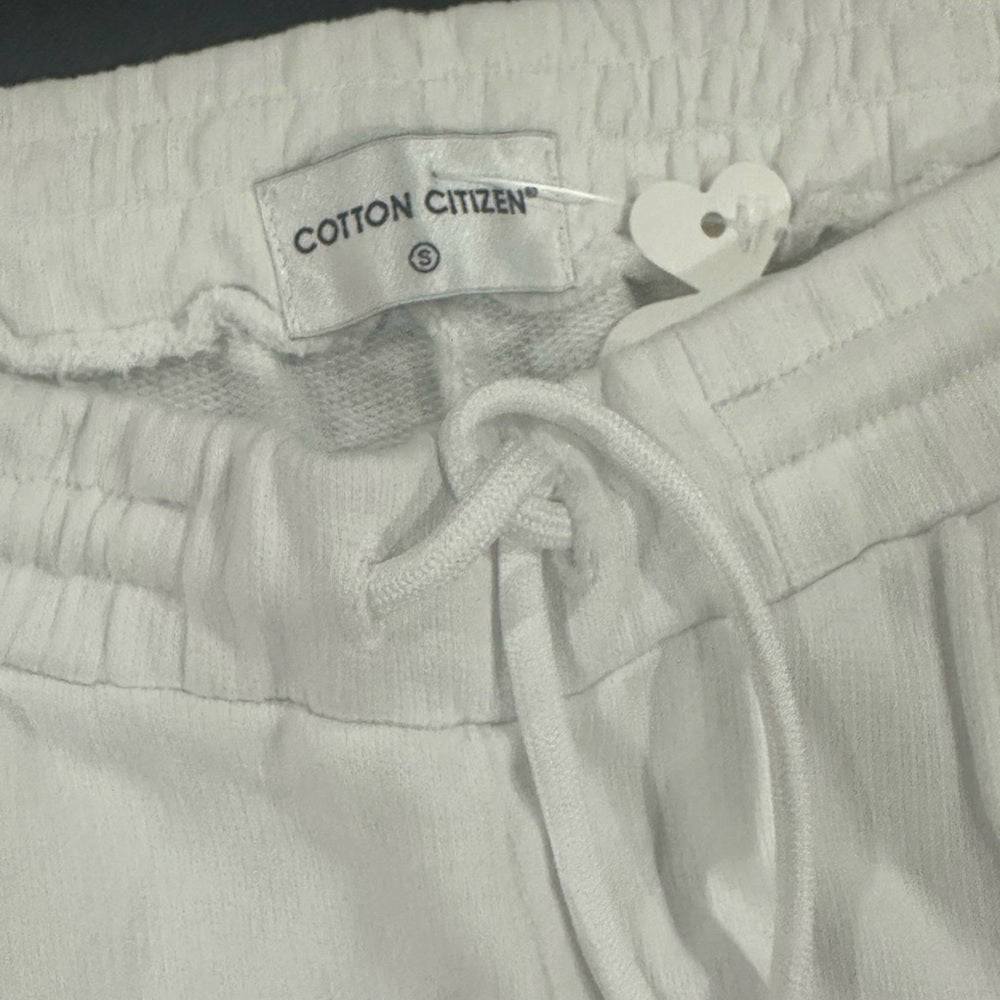 NWT SIZE S Cotton Citizen White Sweatpants with Relaxed Fit and Ankle Zippers
