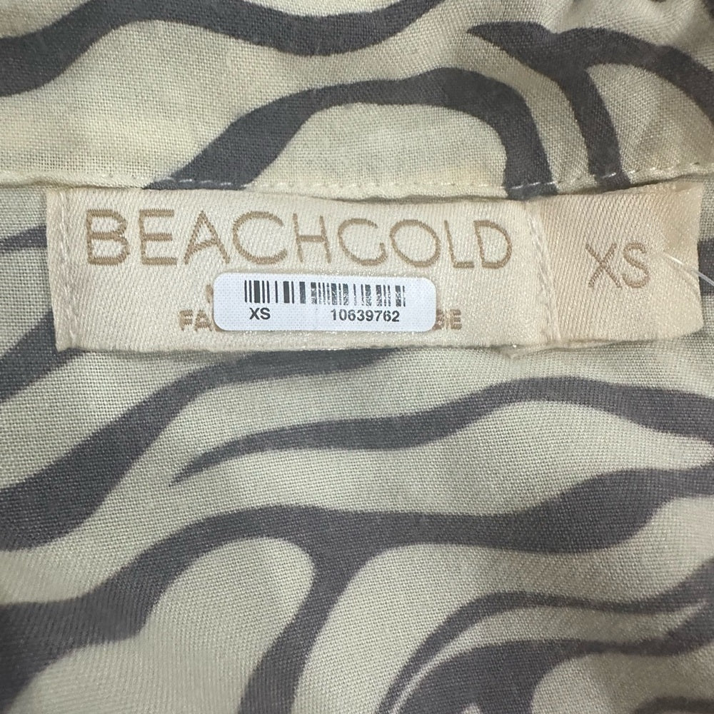 NWOT SIZE XS BEACHGOLD Brown Tan Cuffed Sleeve Button Down Shirt