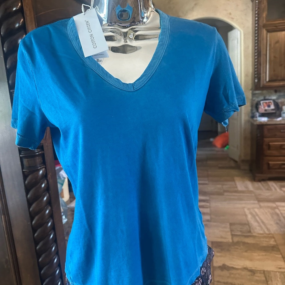 NWT SIZE XS Cotton Citizen Blue Fitted Short Sleeve T-Shirt