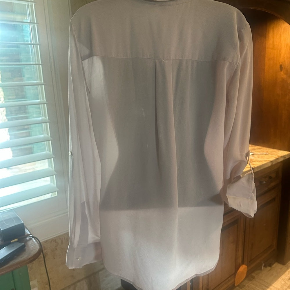 NWOT SIZE XS Ann Taylor Purple Long Sleeve Blouse with Notched Collar