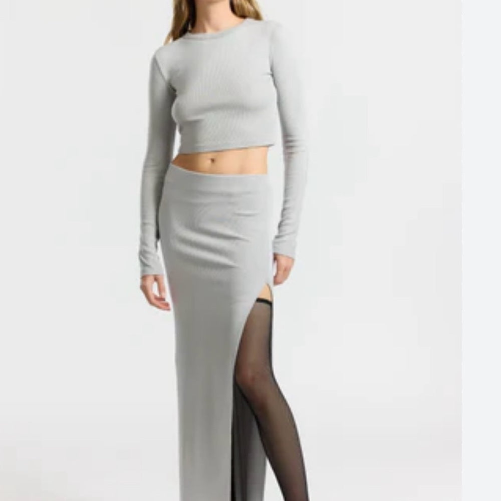 NWT SIZE L Cotton Citizen Gray Maxi Pencil Skirt Night Out