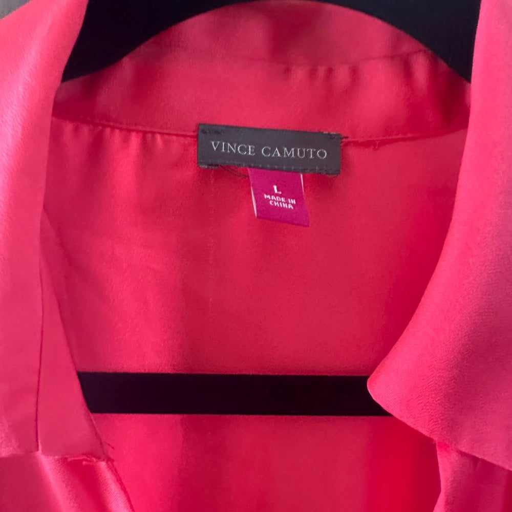 NWT SIZE L Vince Camuto Pink Wrap Tie Front Cocktail Dress