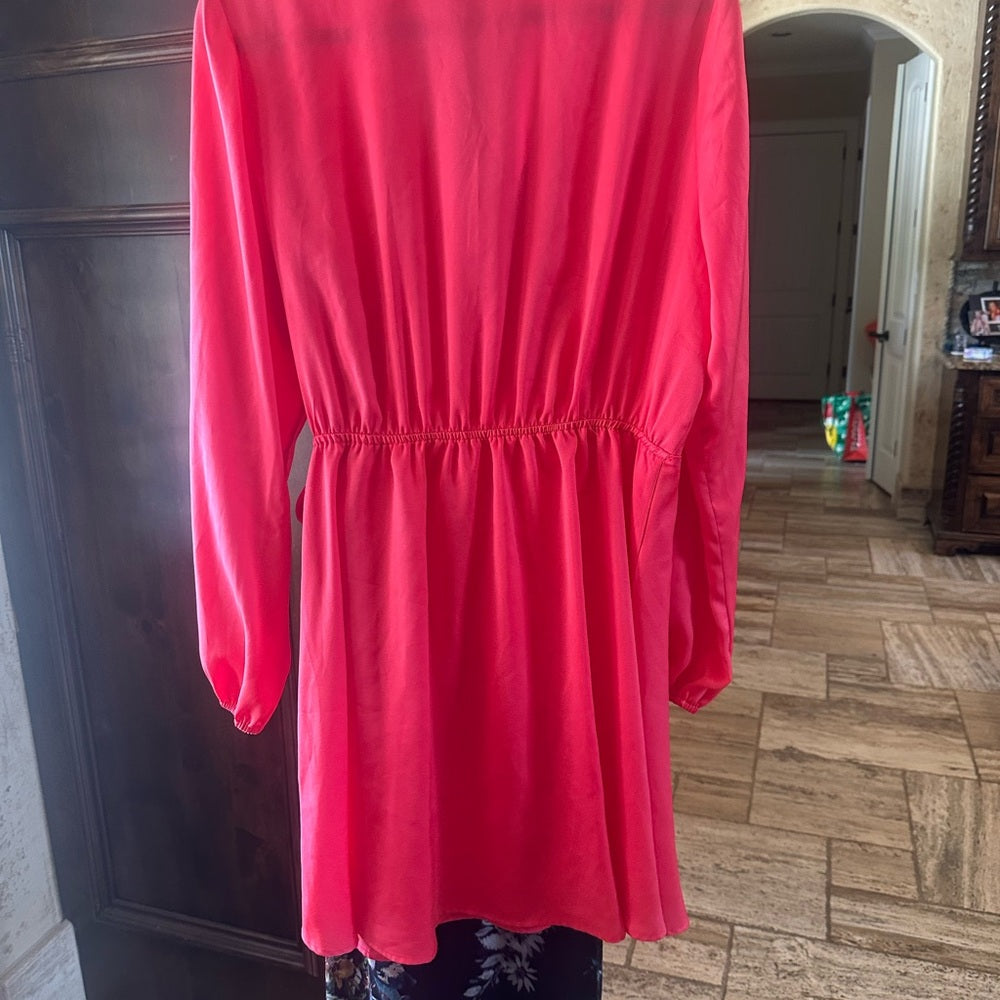 NWT SIZE L Vince Camuto Pink Wrap Tie Front Cocktail Dress