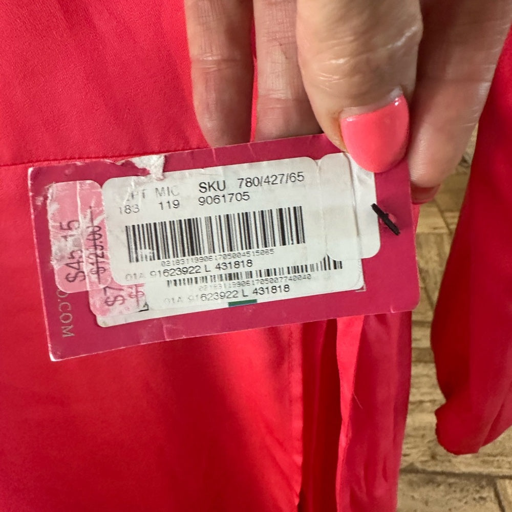 NWT SIZE L Vince Camuto Pink Wrap Tie Front Cocktail Dress