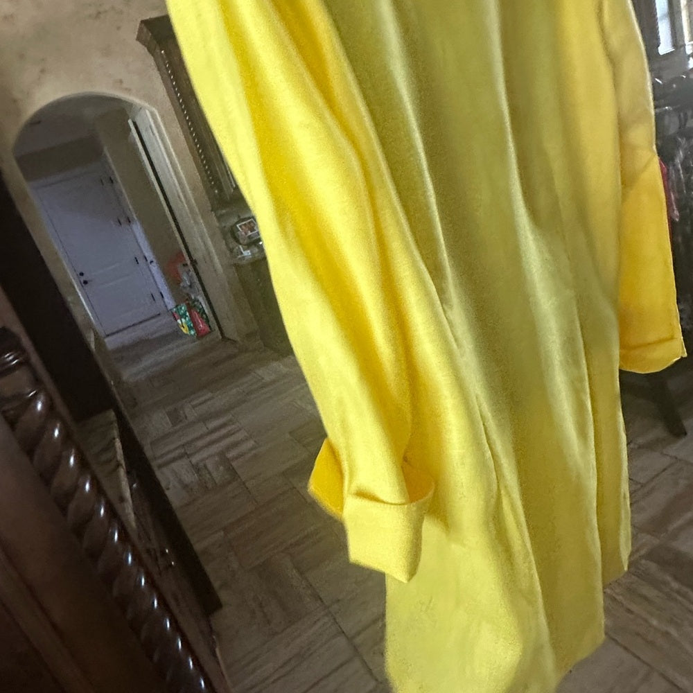 NWT SIZE M Neiman Marcus Yellow Blazer with Asymmetrical Tie-Front
