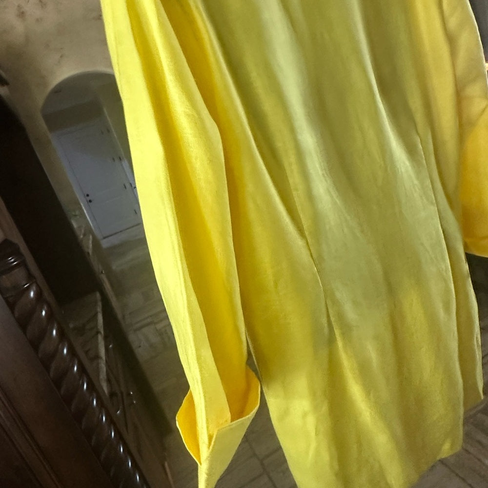 NWT SIZE M Neiman Marcus Yellow Blazer with Asymmetrical Tie-Front