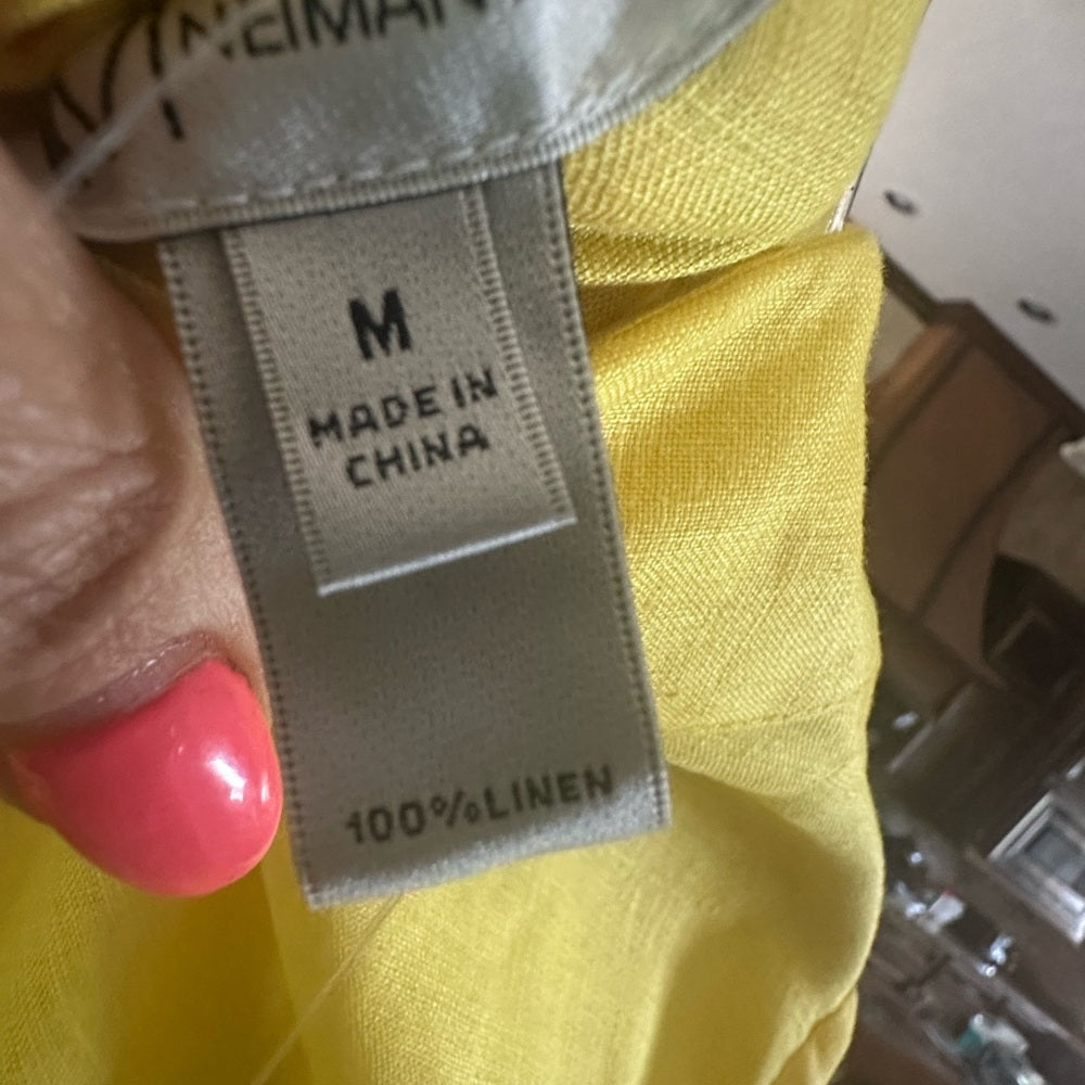 NWT SIZE M Neiman Marcus Yellow Blazer with Asymmetrical Tie-Front