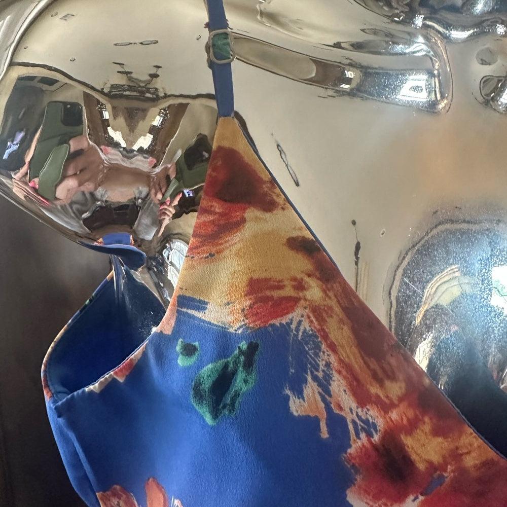 SIZE S Lulu's Blue Yellow Spaghetti Strap Slip Dress