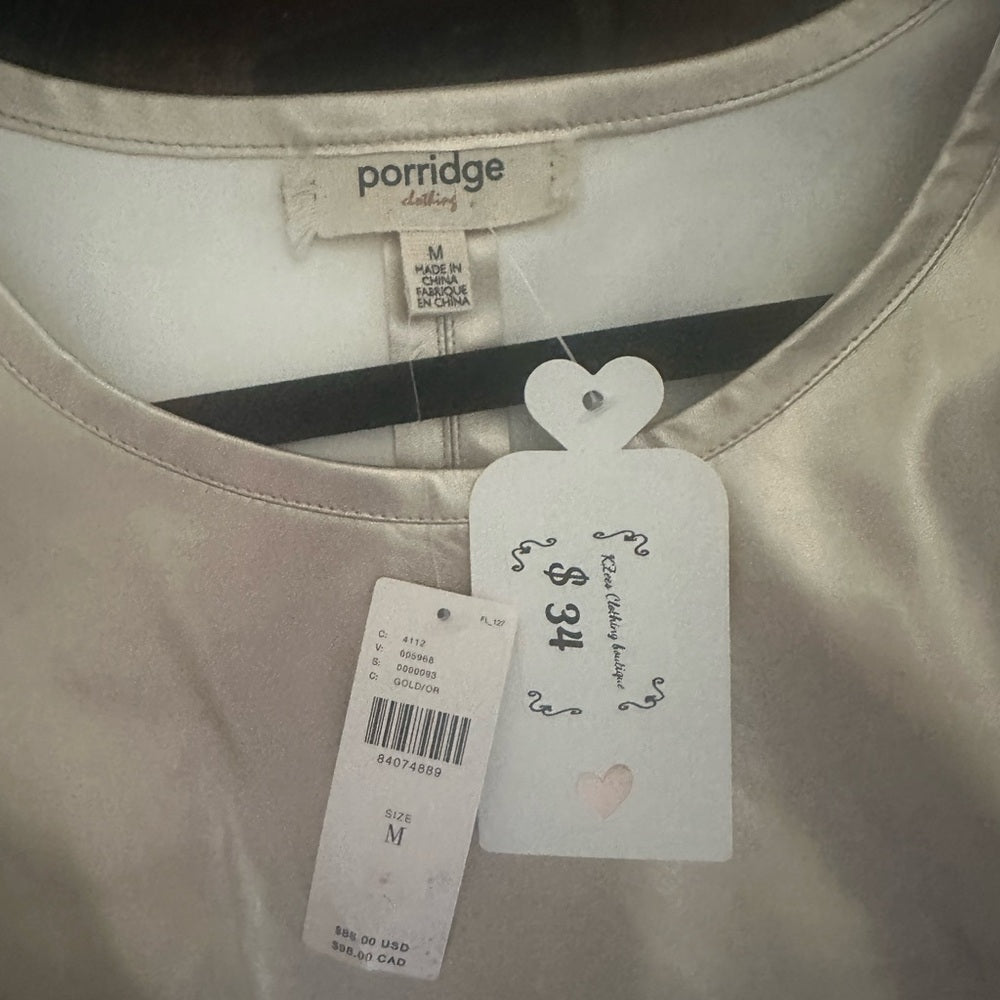 NWT SIZE MGold Shimmer Boxy Short Sleeve Tee