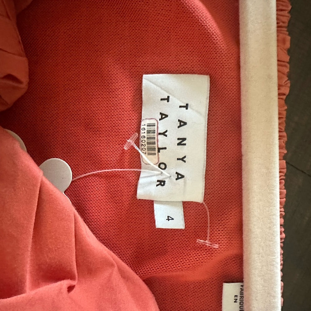SIZE 4 Tanya Taylor Pink Off-the-Shoulder Ruched Blouse