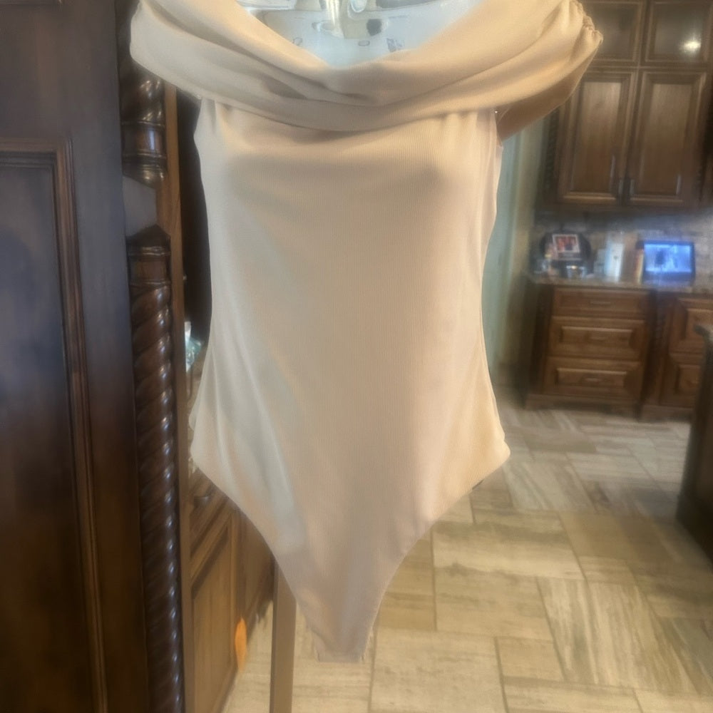 NWT SIZE M AFRM Cream Off-Shoulder Bodysuit Top