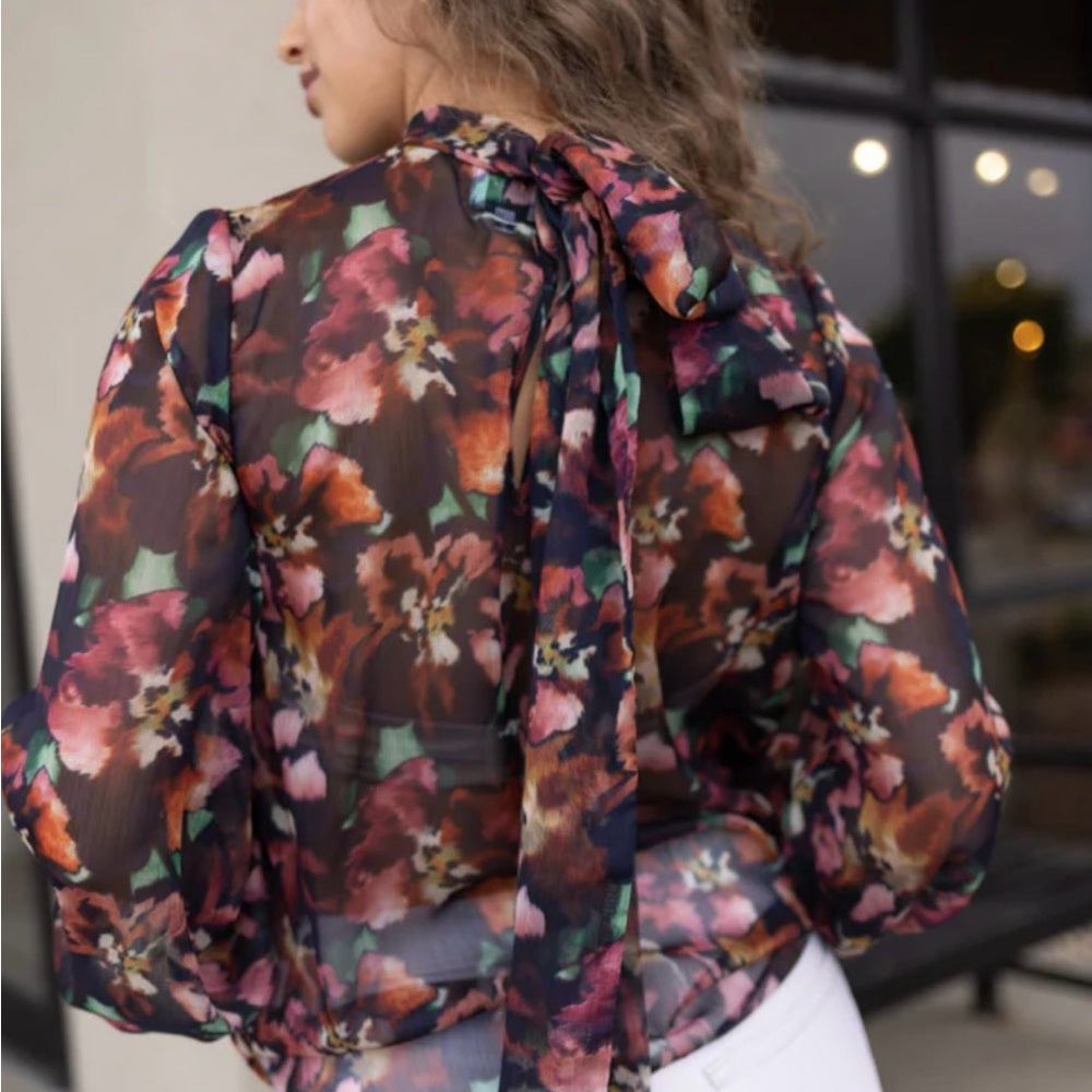 NWT SIZE S Misa Los Angeles Black and Red High Low Mandarin Collar Blouse