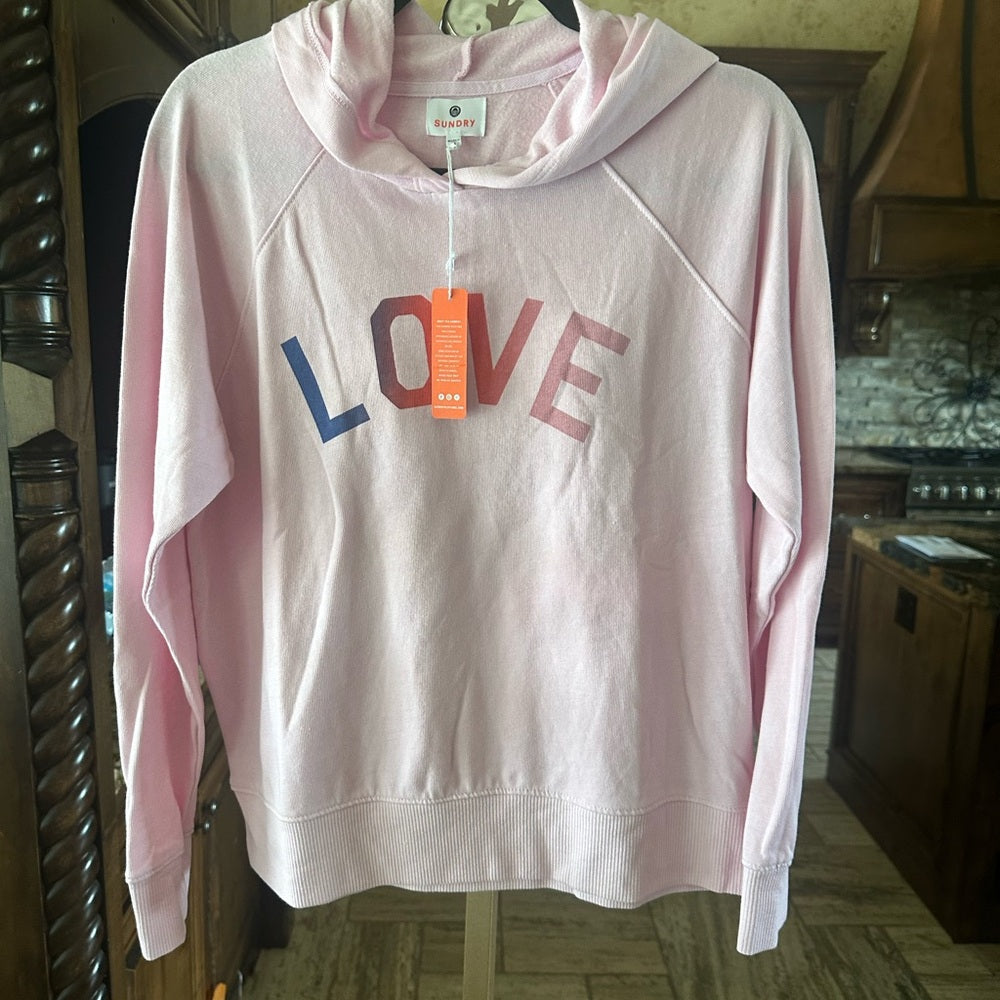 NWT SIZE S Sundry Pink LOVE Hoodie