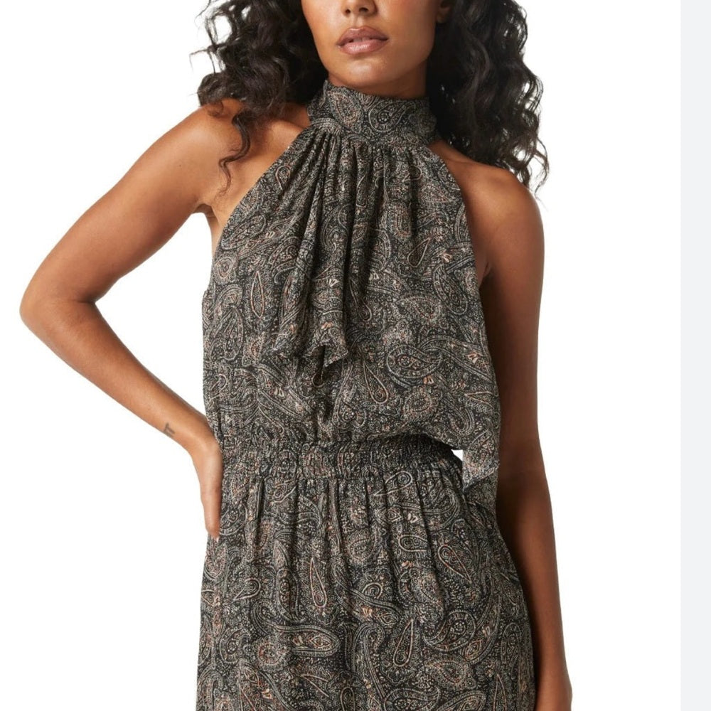NWT SIZE S Misa Los Angeles Gray High-Low Halter Sundress
