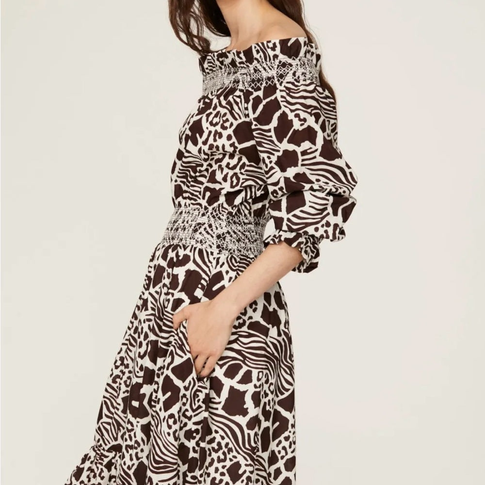 SIZE 4 Adam Lippes Black and White High-Low A-Line Dress