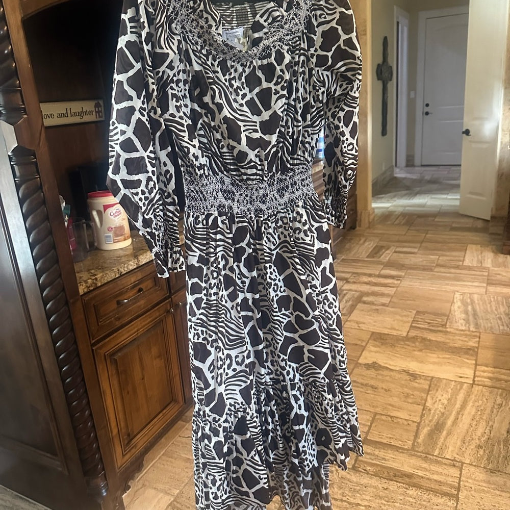 SIZE 4 Adam Lippes Black and White High-Low A-Line Dress
