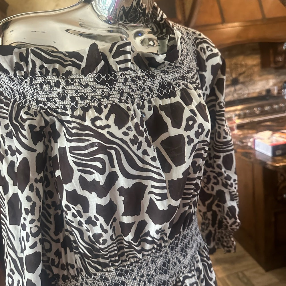 SIZE 4 Adam Lippes Black and White High-Low A-Line Dress