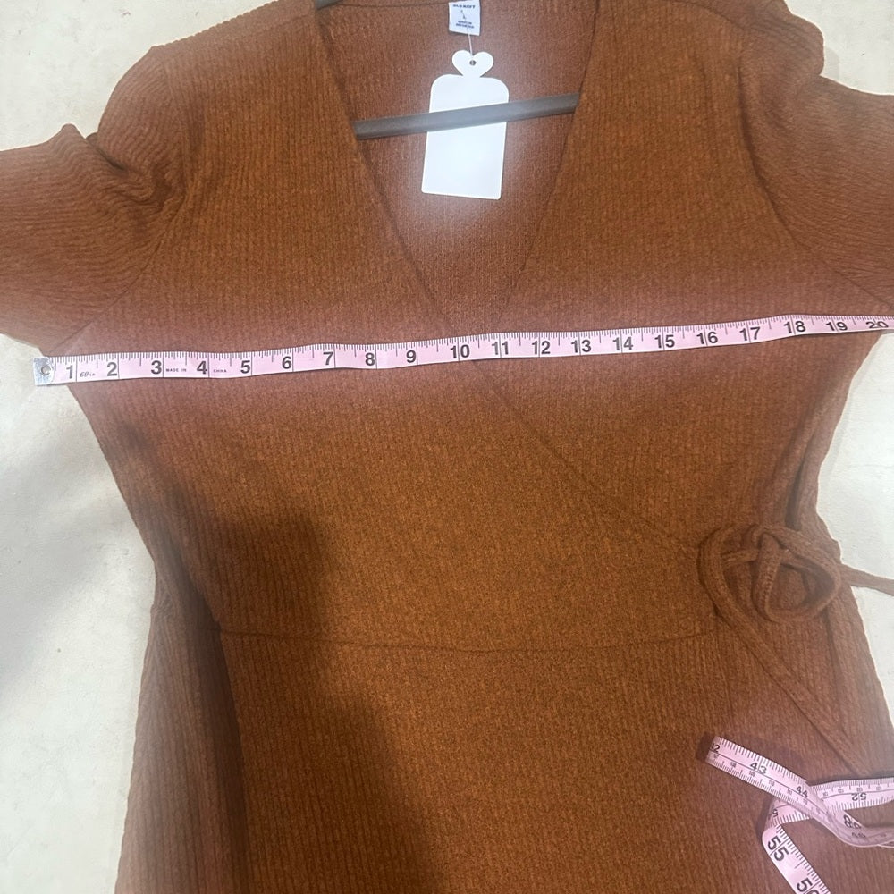 Size Large Old Navy Orange Long Sleeve Wrap Dress