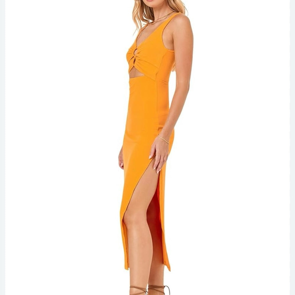 NWOT SIZE M L*Space Gold Cocktail Dress with Plunge Neckline and Slit