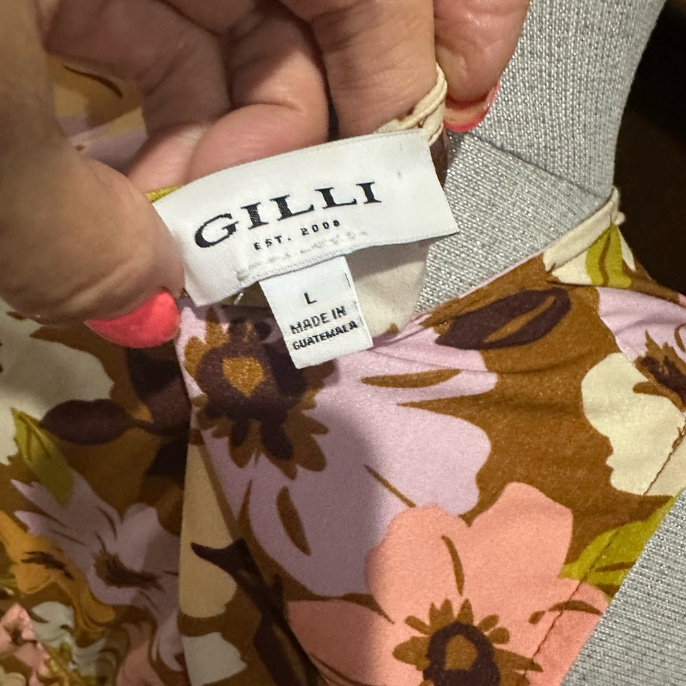 NWOT SIZE L Gilli Pink and Orange V-Neck Wrap Sundress
