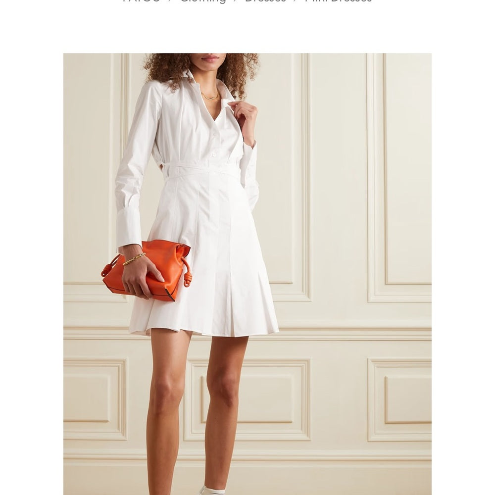 SIZE M White Long Sleeve Wrap Dress with Notched Collar