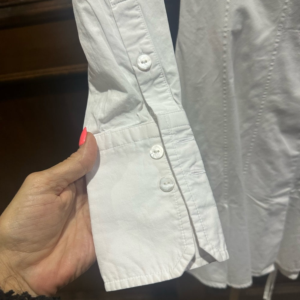 SIZE M White Long Sleeve Wrap Dress with Notched Collar