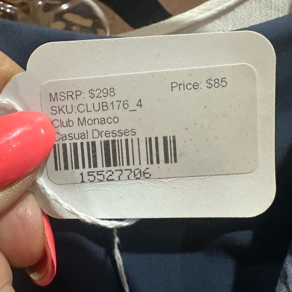 SIZE 4 Club Monaco Asymmetrical Blue and White Sundress