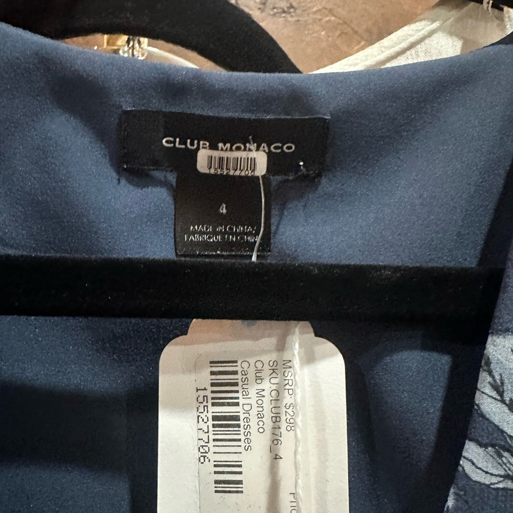 SIZE 4 Club Monaco Asymmetrical Blue and White Sundress
