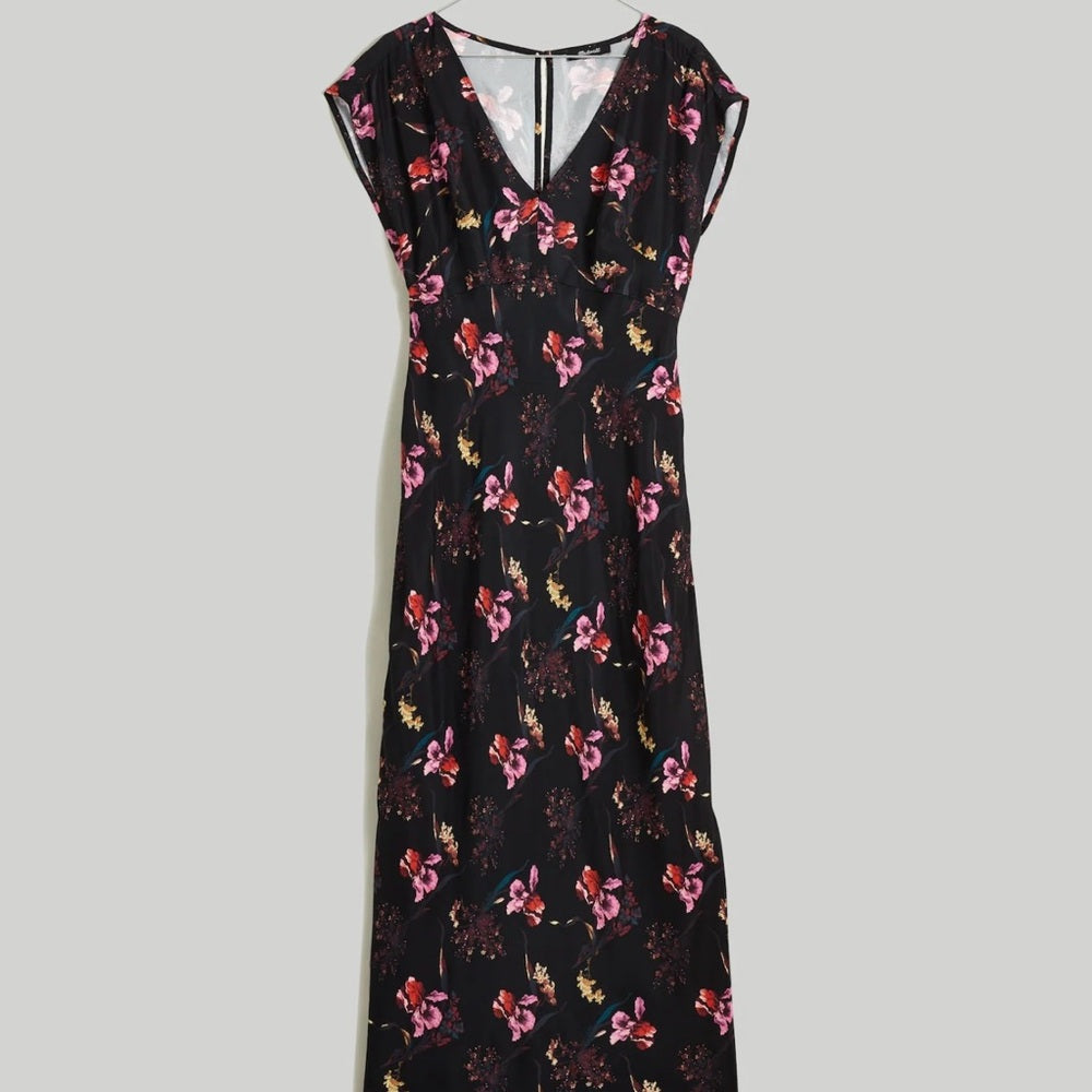 SIZE M Nordstrom Elegant Black and Pink Maxi Dress