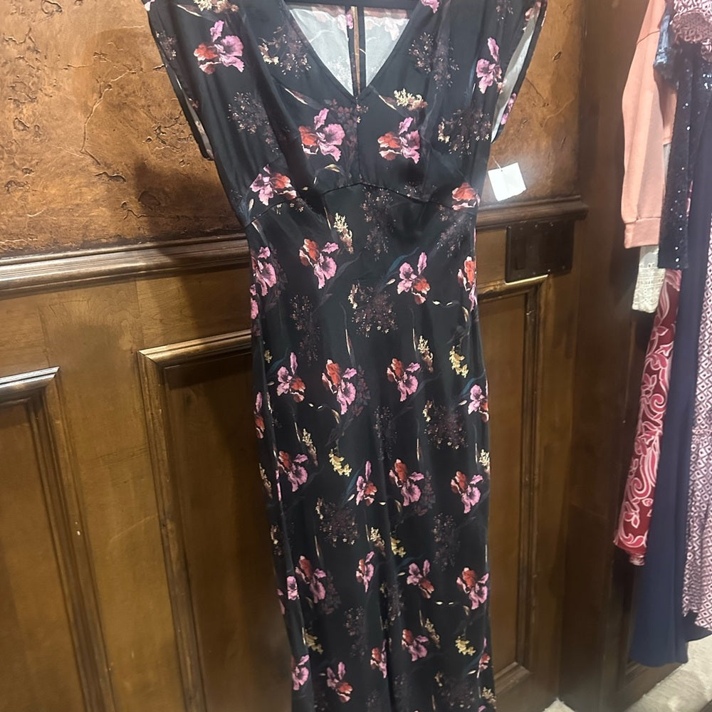SIZE M Nordstrom Elegant Black and Pink Maxi Dress