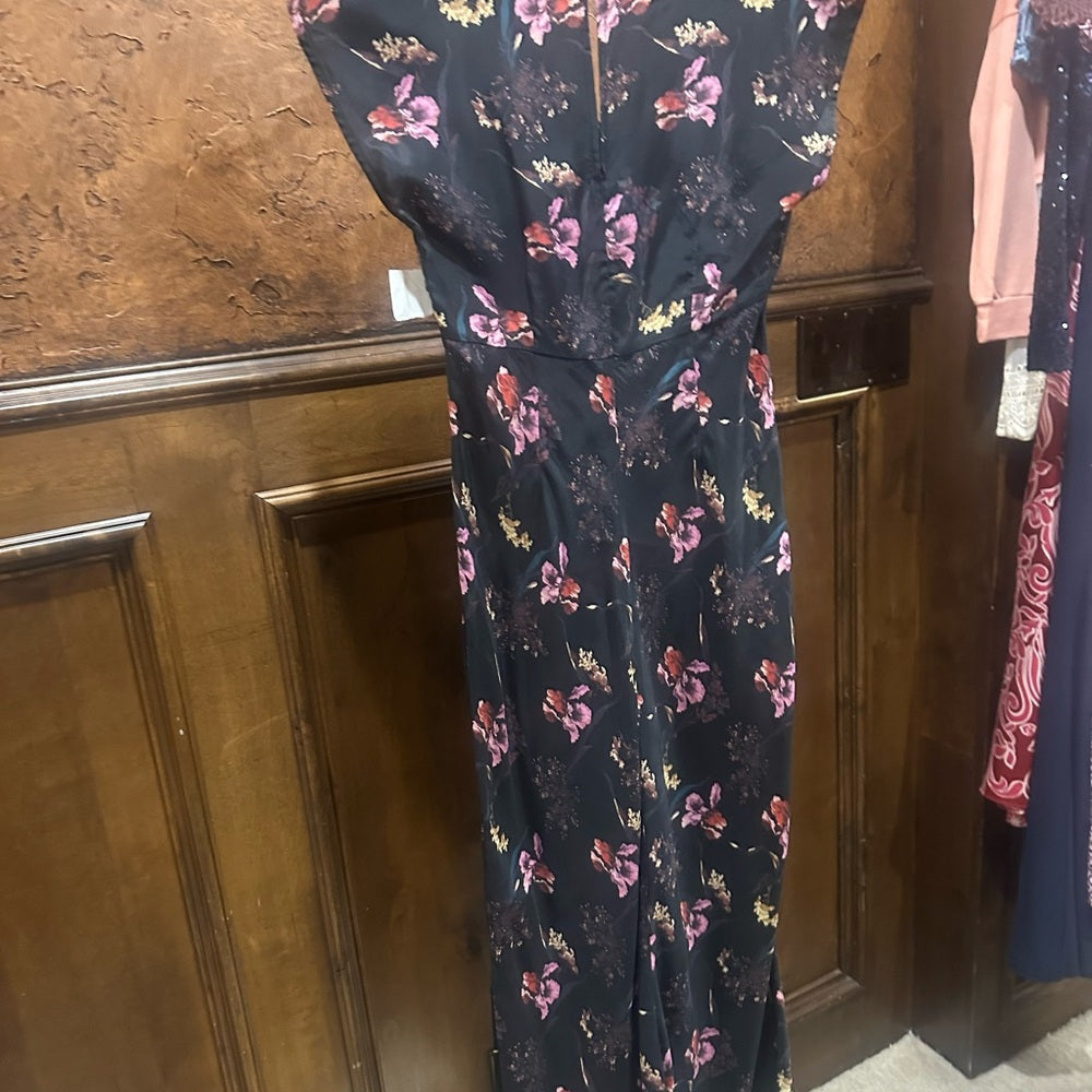 SIZE M Nordstrom Elegant Black and Pink Maxi Dress