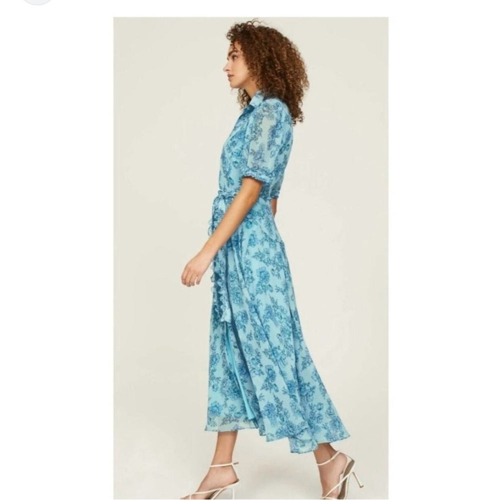 SIZE 38 Derek Lam Blue and White A-Line Maxi Dress