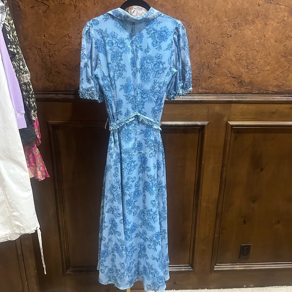 SIZE 38 Derek Lam Blue and White A-Line Maxi Dress