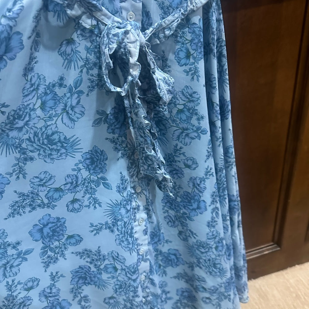 SIZE 38 Derek Lam Blue and White A-Line Maxi Dress