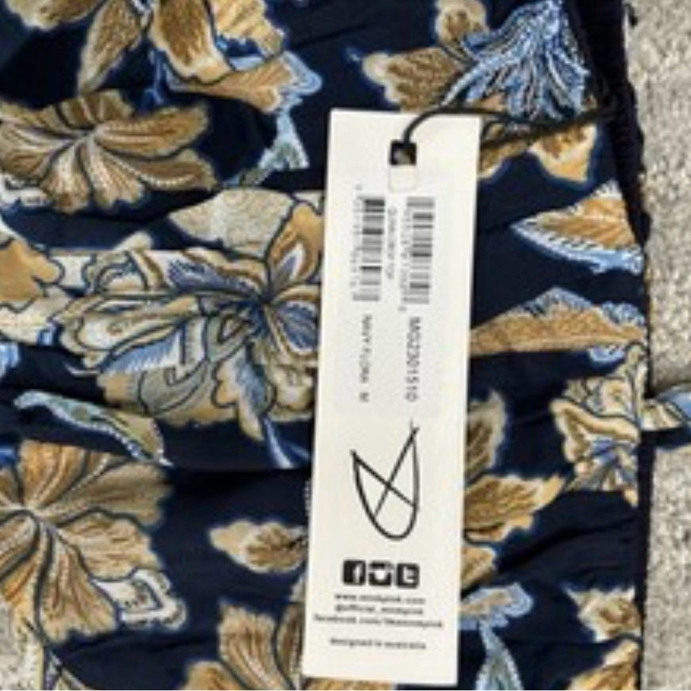 NWT SIZE M MINKPINK Blue and Gold Floral Crop Top