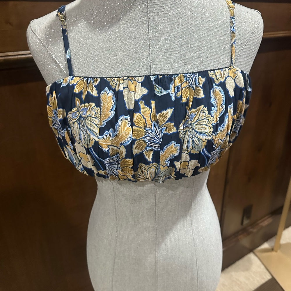 NWT SIZE M MINKPINK Blue and Gold Floral Crop Top