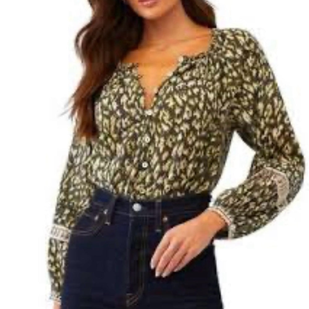 NWT SIZE XS Women's Brown Patterned Top