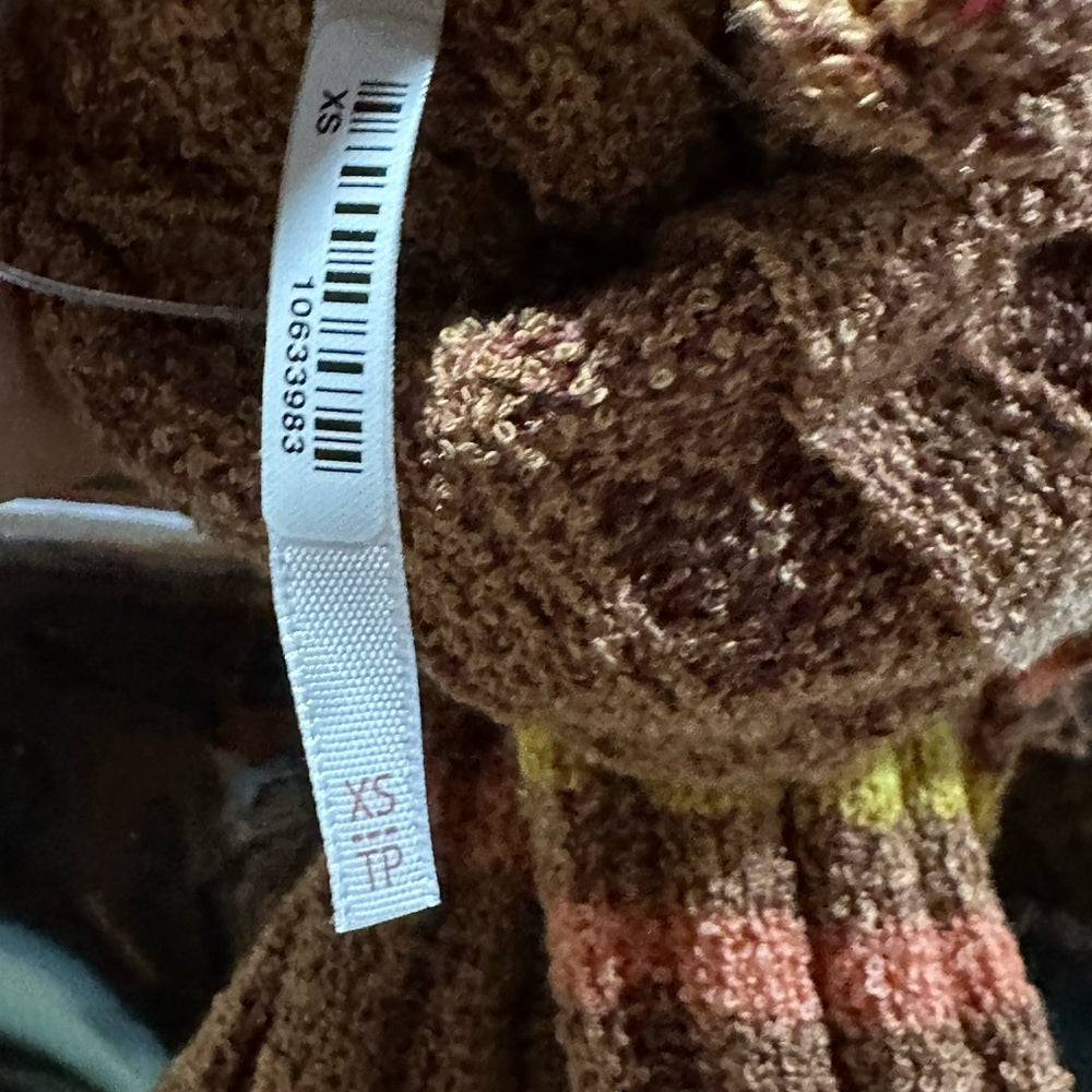 NWOT SIZE XS Free People Pink and Brown Ribbed Turtleneck Sweater