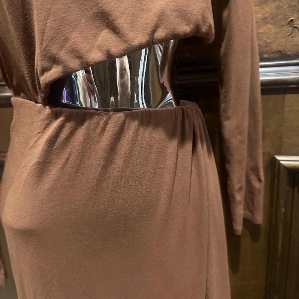 SIZE M Astr High Low Cutout Dress in Rust